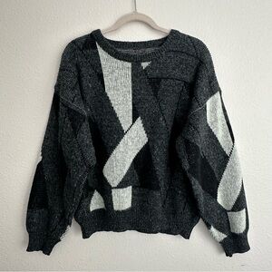 Vintage geometric pattern chunky knit sweater
